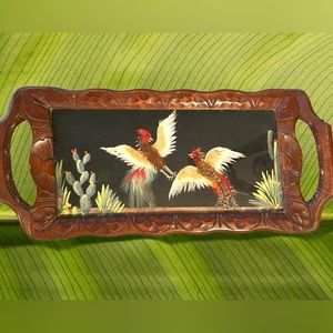 🪶 Vintage 1950’s Mexican Feathercraft Cedar Tray